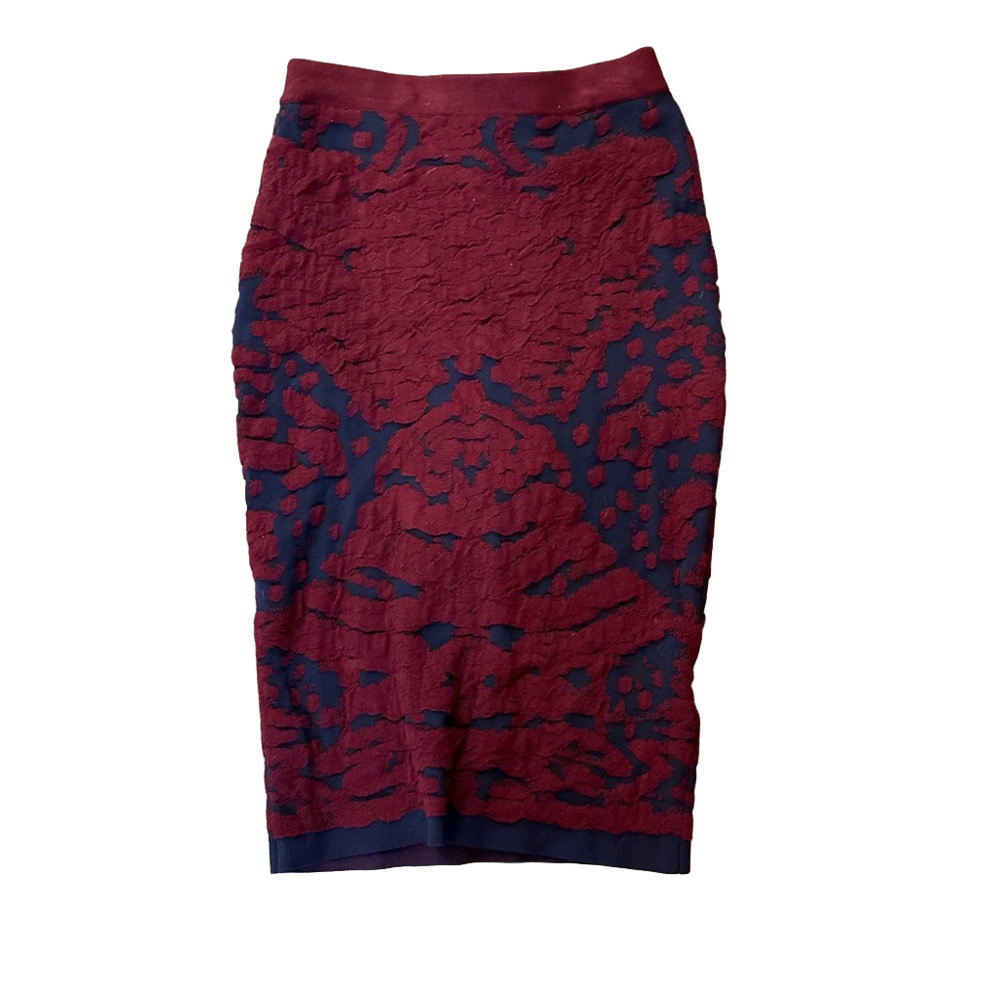 Lucy Paris Womens Denver Knit Midi Dressy Pencil Skirt Red/Blue Size S​